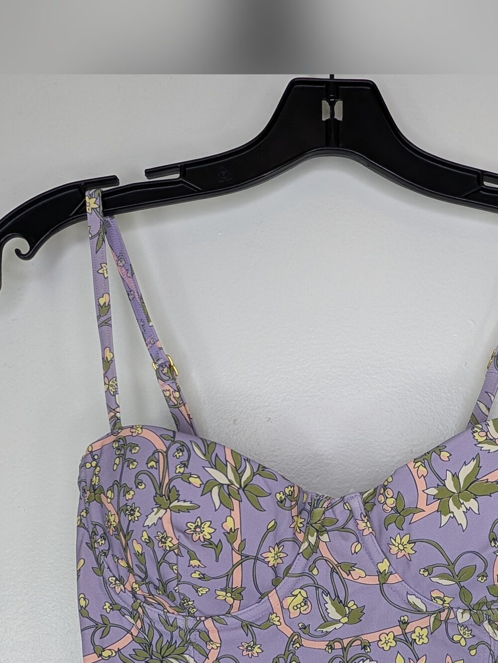 NWT Tory Burch Lilac Garden Medallion Underwire One Piece Swimsuit Size XS New - Picture 2 of 16